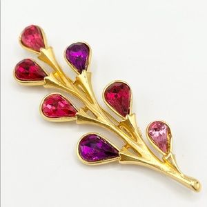 Ben Amun Vintage Pink Purple Rhinestone Brooch Pin